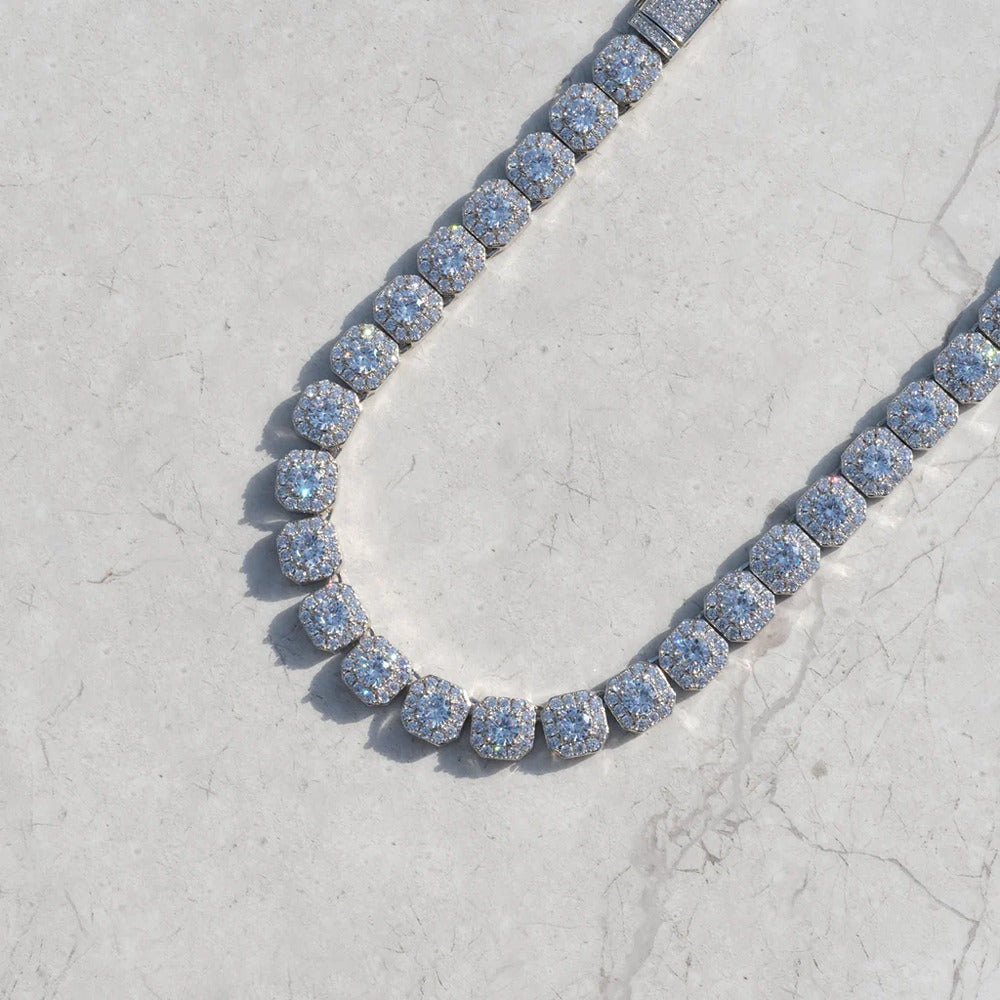 Iced Out Moissanite Round Cut Tennis Chain For Men's