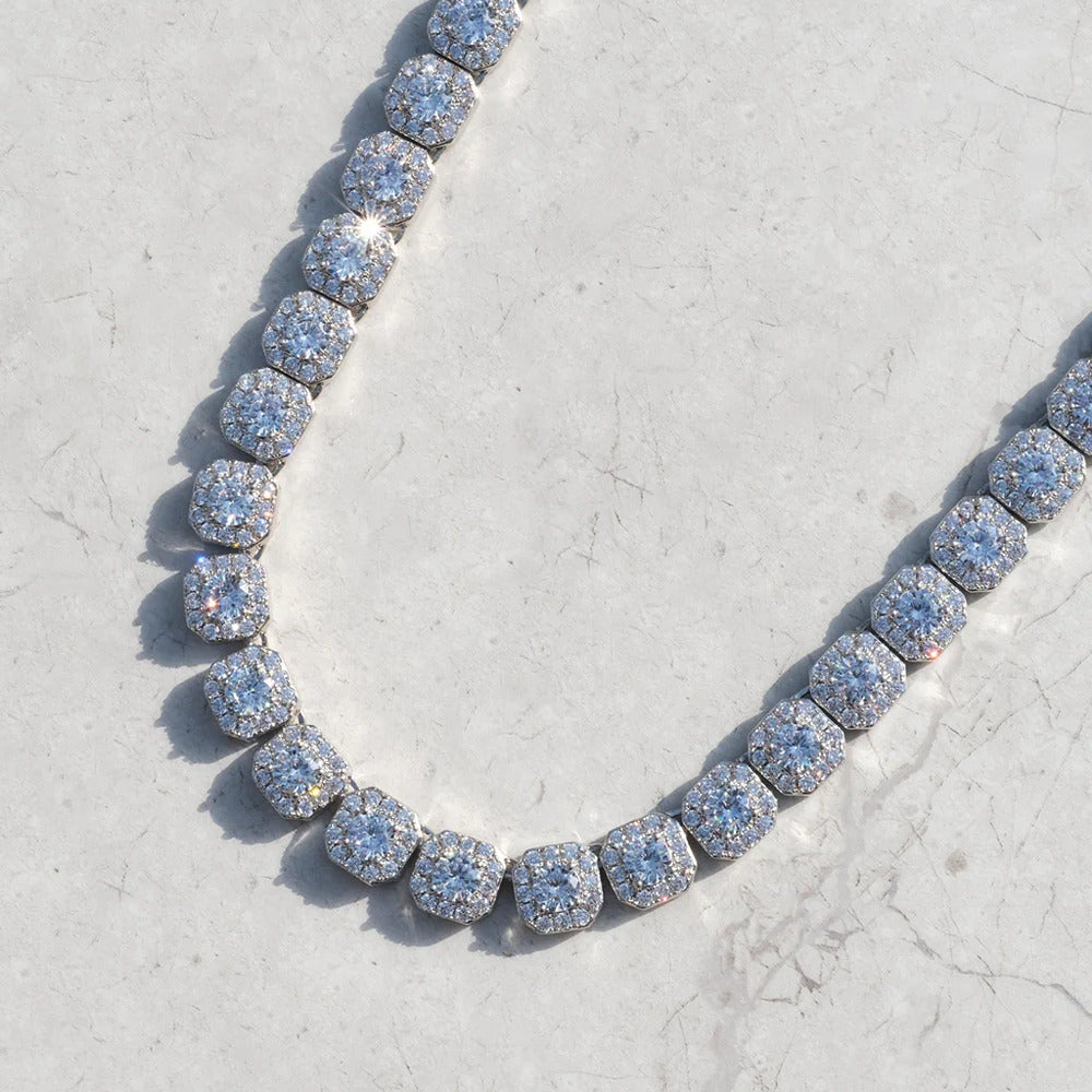 Iced Out Moissanite Round Cut Tennis Chain For Men's