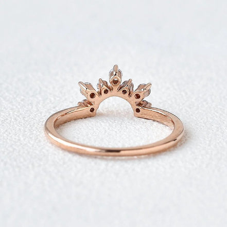Round Cut Moissanite Curved Style Wedding Band For Bride