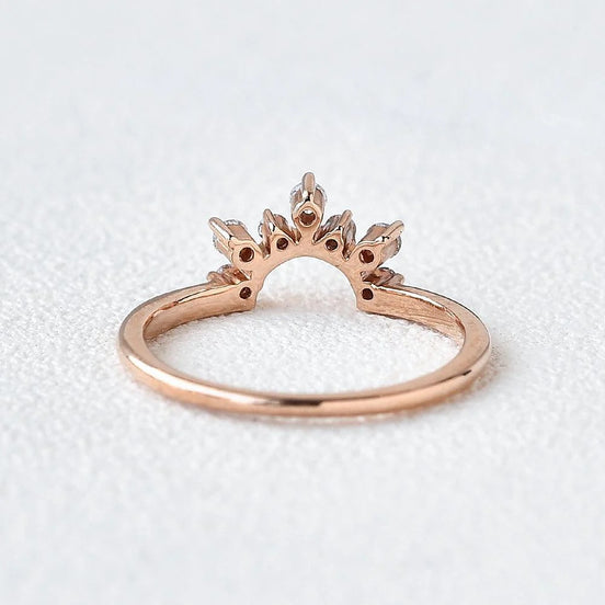 Round Cut Moissanite Curved Style Wedding Band For Bride