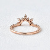 Round Cut Moissanite Curved Style Wedding Band For Bride