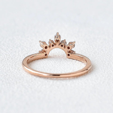 Round Cut Moissanite Curved Style Wedding Band For Bride