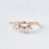 Round Cut Moissanite Curved Style Wedding Band For Bride