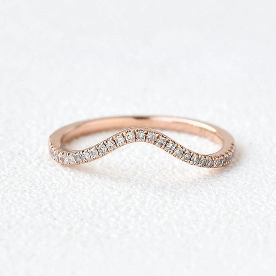 Eternity Round Cut Curved Shape Moissanite Wedding Band For Women
