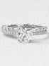 Moissanite Round Cut Pave Set Four Prong Wedding Ring Set