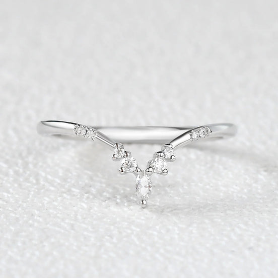 Marquise & Round Cut Chevron Style Moissanite Band