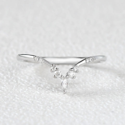 Marquise & Round Cut Chevron Style Moissanite Band