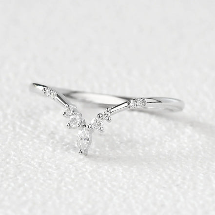 Marquise & Round Cut Chevron Style Moissanite Band