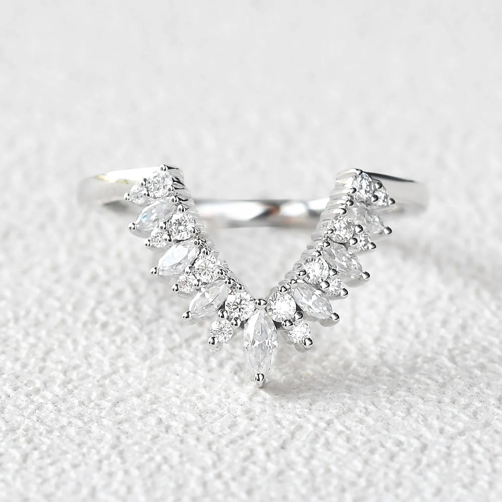 Moissanite Marquise Cut Wedding Band For Women