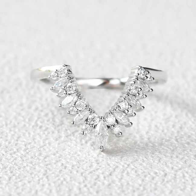 Moissanite Marquise Cut Wedding Band For Women