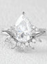 Side Accent Pear Cut D Color Moissanite Wedding Ring Set