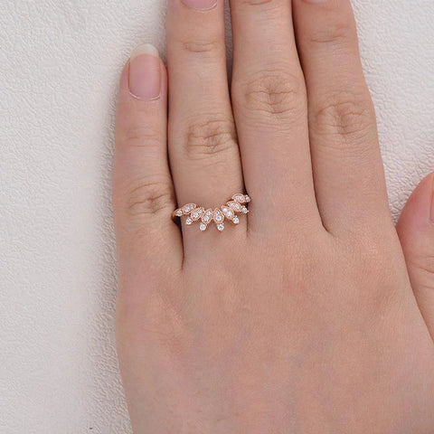 Round Cut D Color Moissanite Unique Curved Shape Band For Women