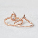 1.75CT Pear Solitaire VVS1 Moissanite Ring Set For Women