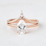 1.75CT Pear Solitaire VVS1 Moissanite Ring Set For Women
