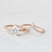 1.75CT Pear Solitaire VVS1 Moissanite Ring Set For Women