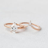1.75CT Pear Solitaire VVS1 Moissanite Ring Set For Women
