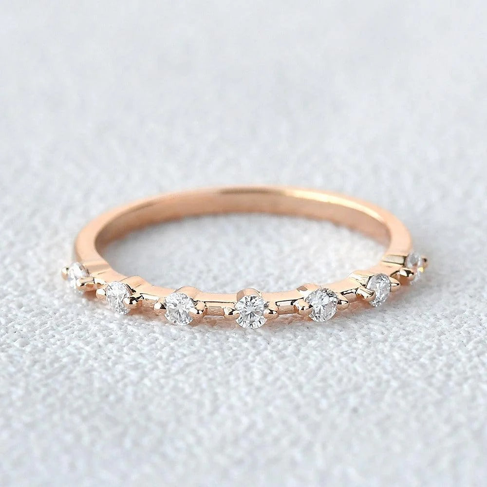Moissanite Round Cut Half Eternity Wedding Proposal Band
