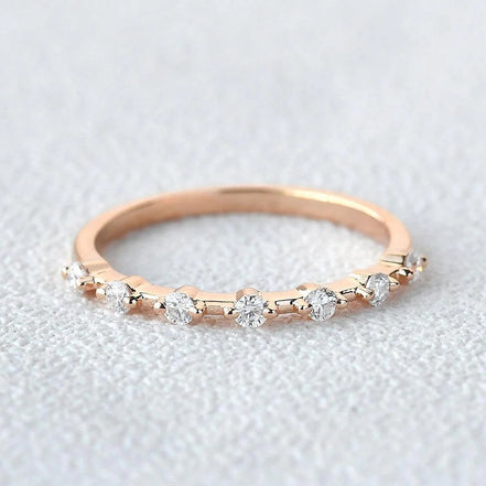 Moissanite Round Cut Half Eternity Wedding Proposal Band