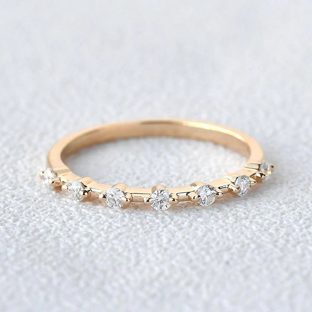 Moissanite Round Cut Half Eternity Wedding Proposal Band