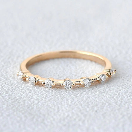 Moissanite Round Cut Half Eternity Wedding Proposal Band
