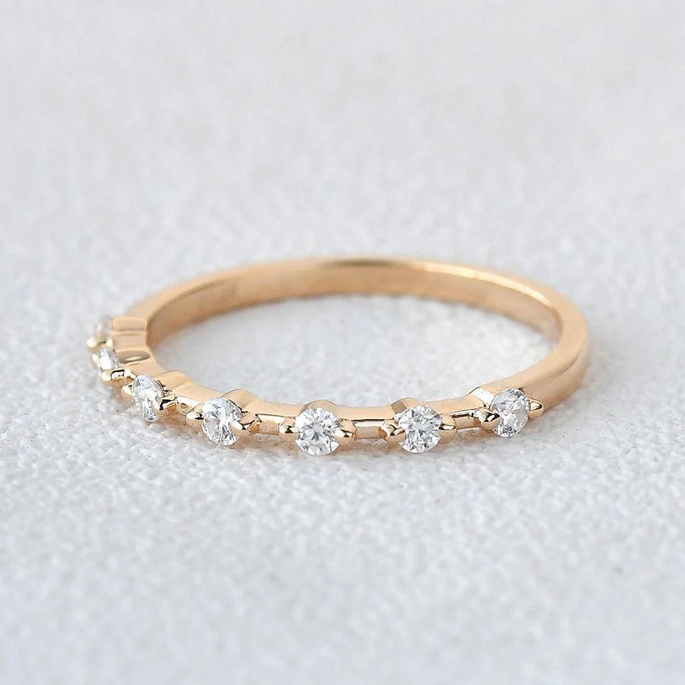 Moissanite Round Cut Half Eternity Wedding Proposal Band