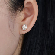 Oval Cut Moissanite Diamond Push Back Stud Earrings