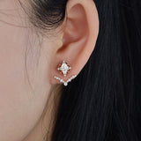Moissanite Diamond Oval & Round Cut Vintage Style Stud Earring