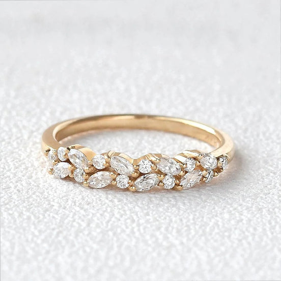 Moissanite Marquise And Round Cut Eternity Band