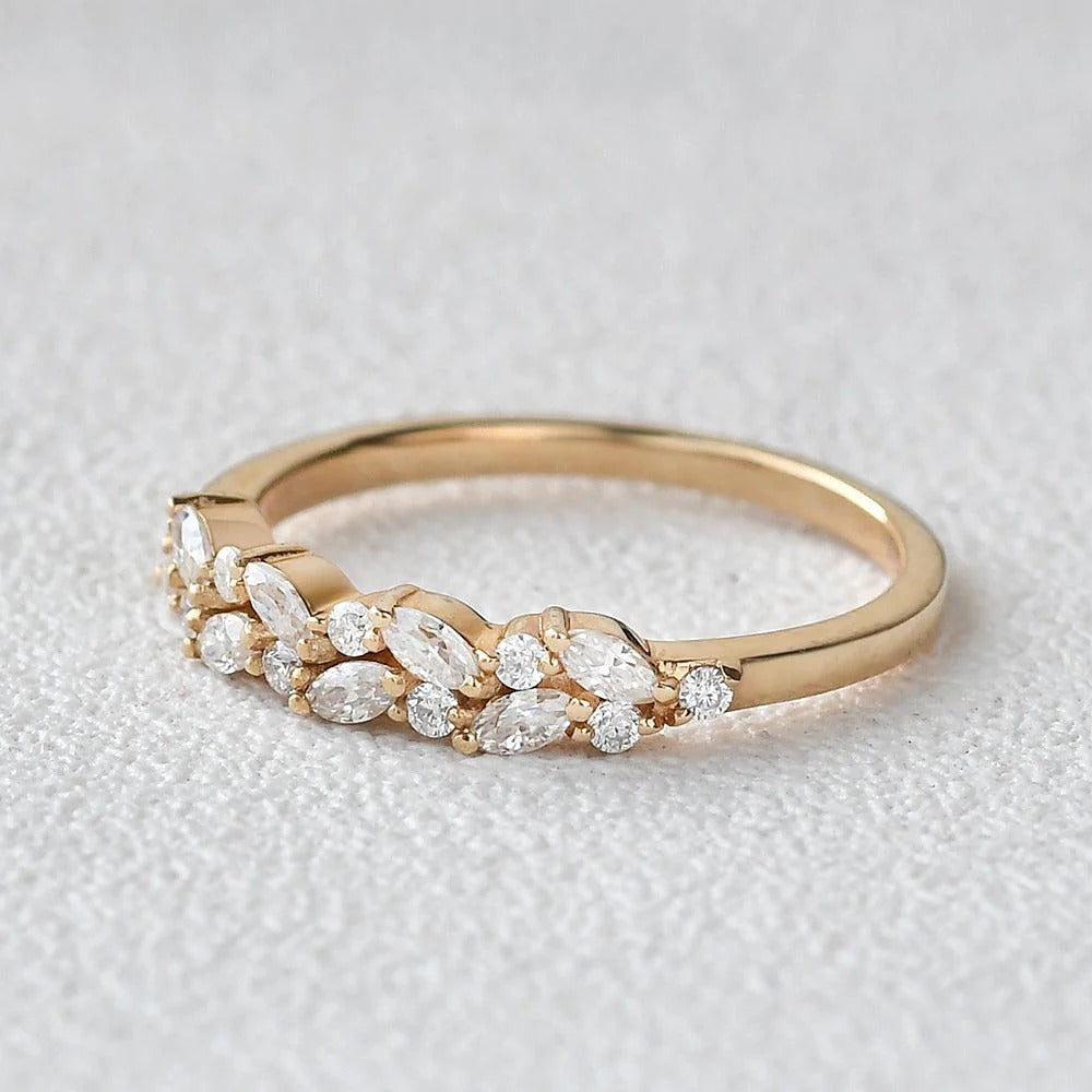 Moissanite Marquise And Round Cut Eternity Band