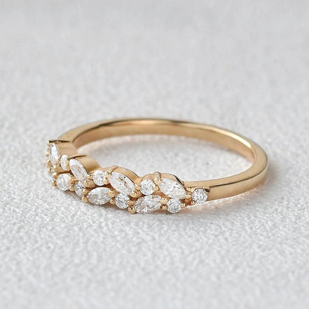 Moissanite Marquise And Round Cut Eternity Band