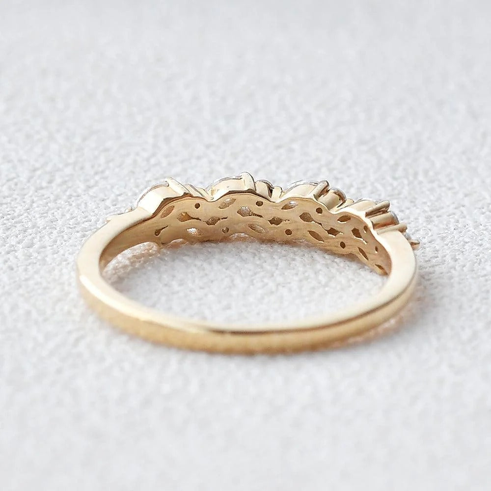 Moissanite Marquise And Round Cut Eternity Band