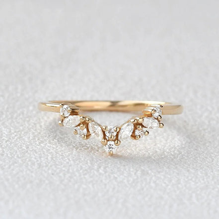 Marquise And Round Cut  Moissanite Weeding Band
