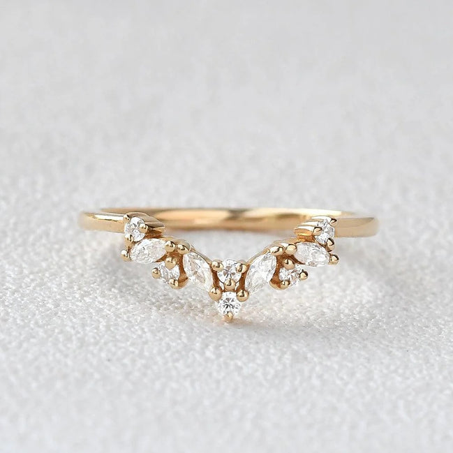 Marquise And Round Cut  Moissanite Weeding Band