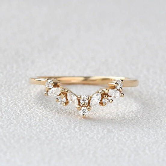 Marquise And Round Cut  Moissanite Weeding Band