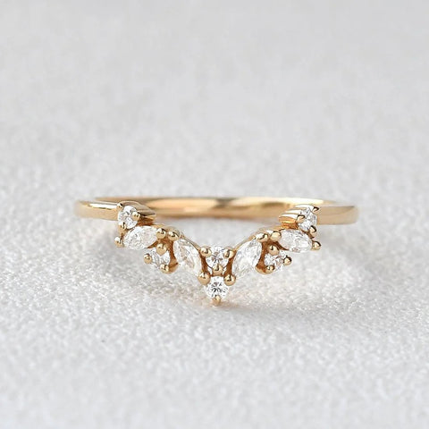 Marquise And Round Cut  Moissanite Weeding Band