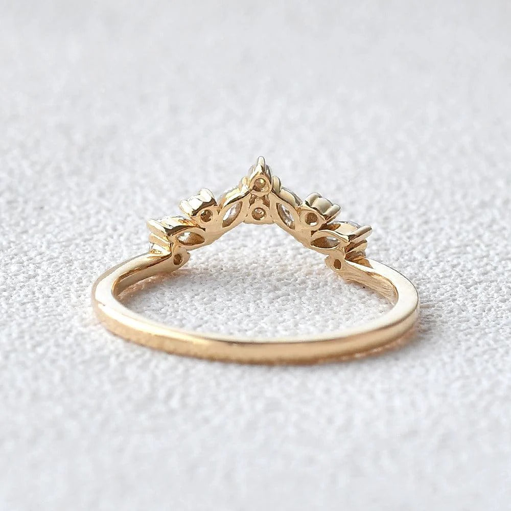 Marquise And Round Cut  Moissanite Weeding Band