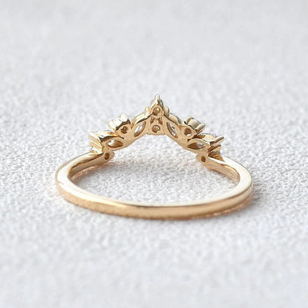Marquise And Round Cut  Moissanite Weeding Band