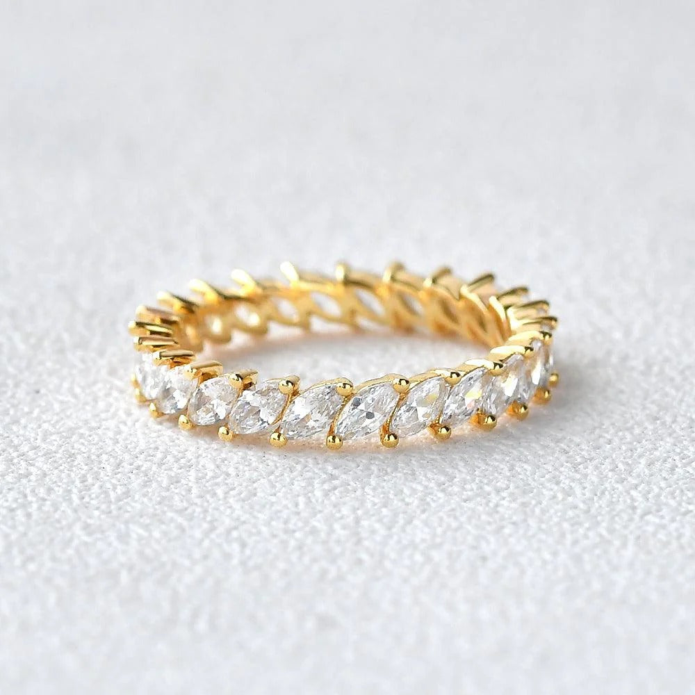 Full Eternity Moissnaite Diamond Marquise Cut Wedding Band