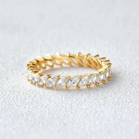Full Eternity Moissnaite Diamond Marquise Cut Wedding Band