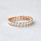 Full Eternity Moissnaite Diamond Marquise Cut Wedding Band