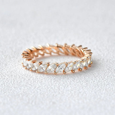 Full Eternity Moissnaite Diamond Marquise Cut Wedding Band