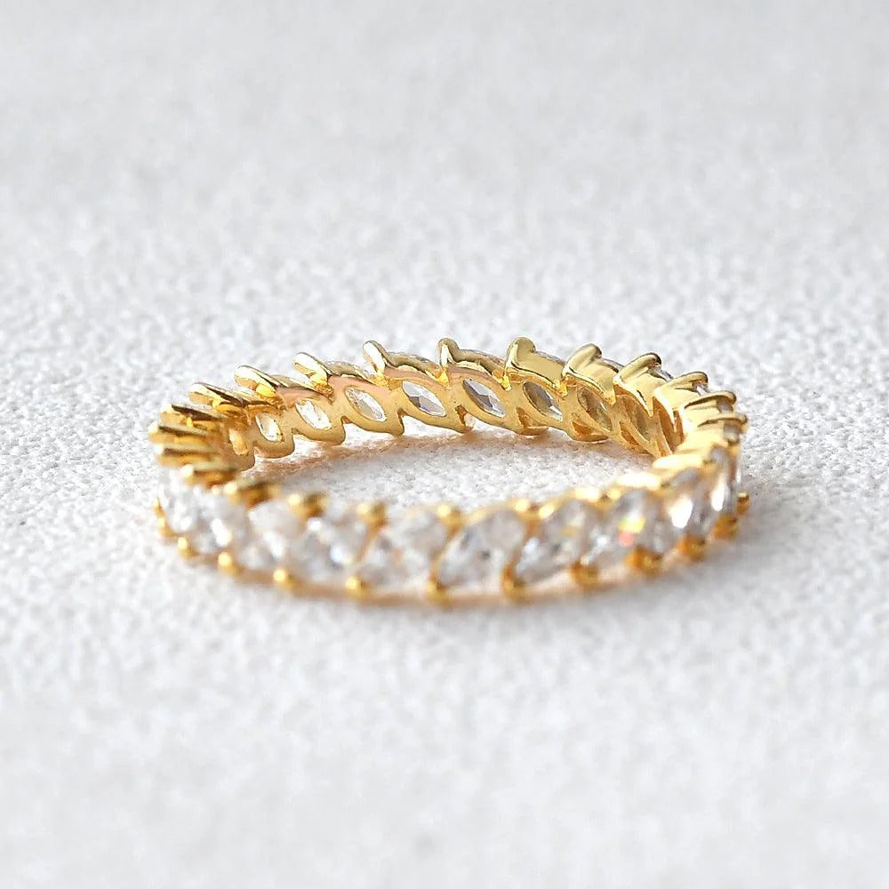 Full Eternity Moissnaite Diamond Marquise Cut Wedding Band
