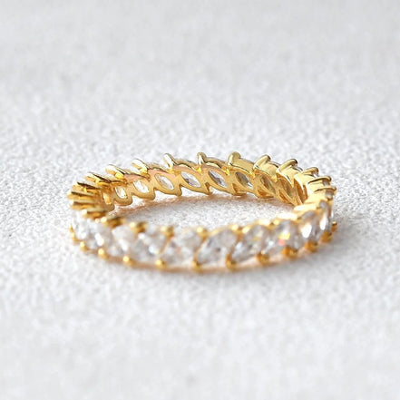 Full Eternity Moissnaite Diamond Marquise Cut Wedding Band