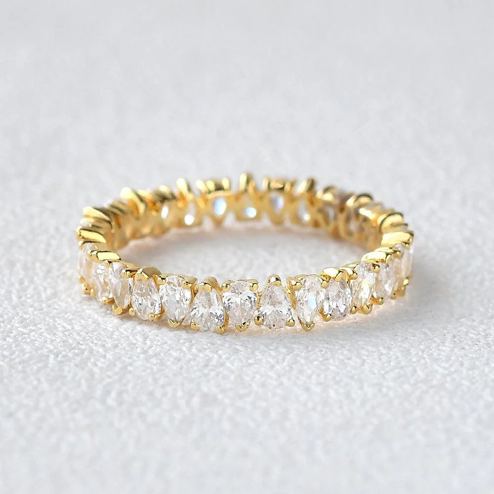 Full Eternity Pear Cut Moissnaite Diamond Fancy Band