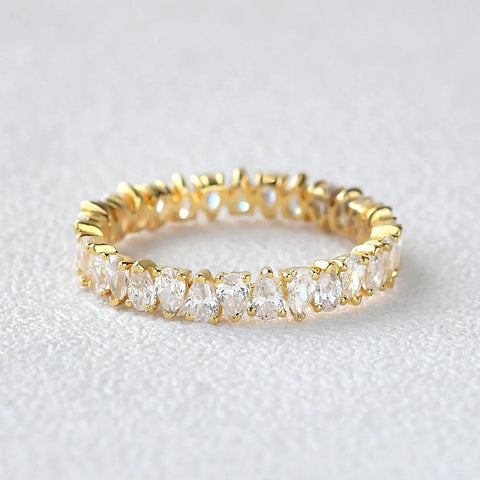 Full Eternity Pear Cut Moissnaite Diamond Fancy Band