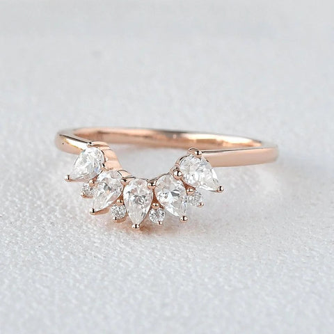 Pear Cut D Color Moissanite Diamond Wedding Proposal Band