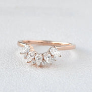 Pear Cut D Color Moissanite Diamond Wedding Proposal Band