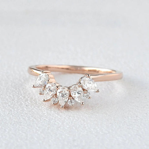 Pear Cut D Color Moissanite Diamond Wedding Proposal Band