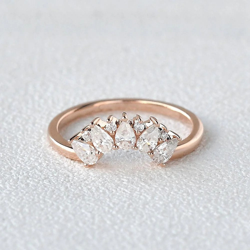Pear Cut D Color Moissanite Diamond Wedding Proposal Band