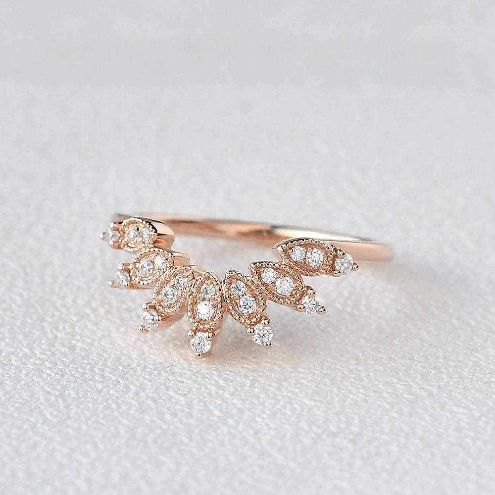Round Cut D Color Moissanite Unique Curved Shape Band For Women